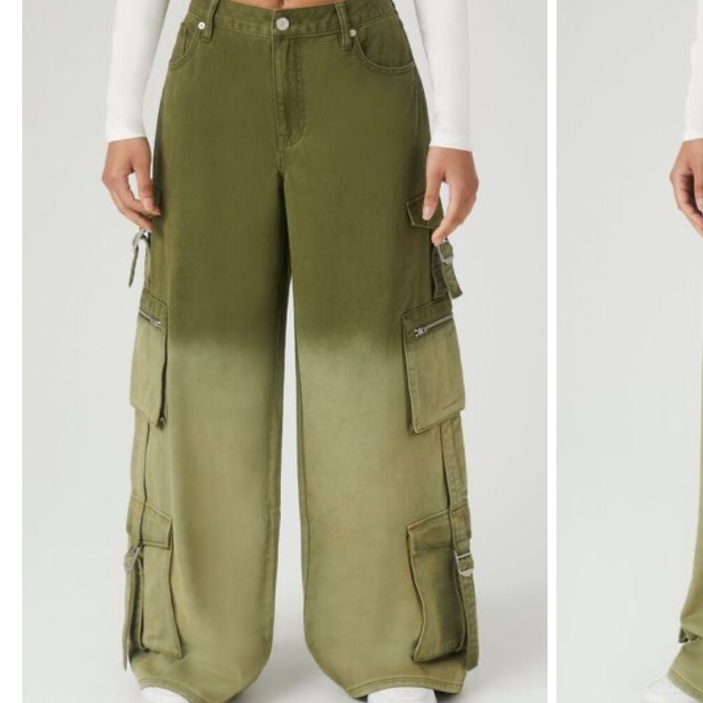 Forever 21 Gradient Wide-Leg Cargo Jeans size 24